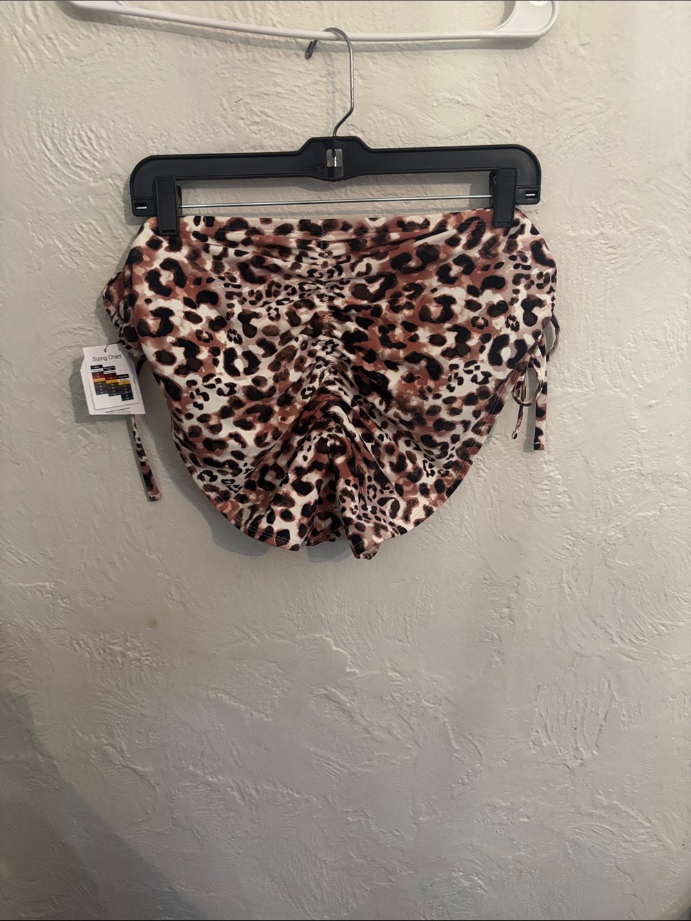 Time and Tru Leopard Print Ruched Mini Skirt - Brown, Black & Cream
